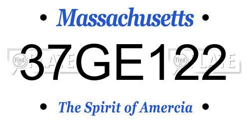 37GE122 Massachusetts License Plate