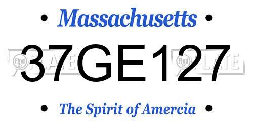 37GE127 Massachusetts License Plate
