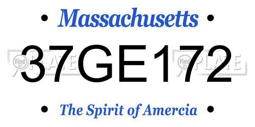 37GE172 Massachusetts License Plate