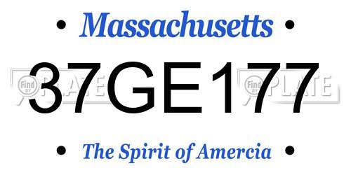37GE177 Massachusetts License Plate