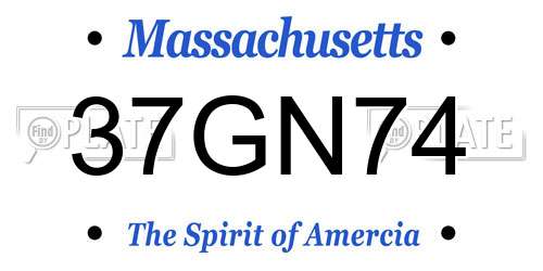 37GN74 Massachusetts License Plate