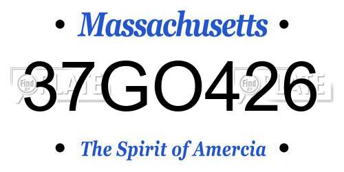 37GO426 Massachusetts License Plate