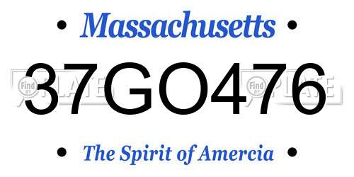37GO476 Massachusetts License Plate