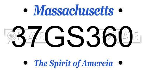37GS360 Massachusetts License Plate