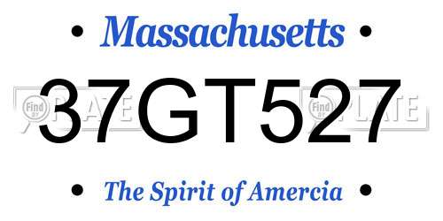 37GT527 Massachusetts License Plate