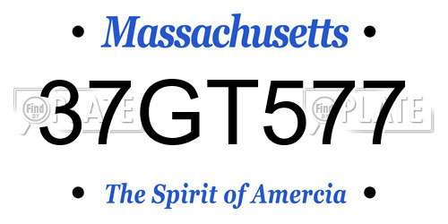 37GT577 Massachusetts License Plate
