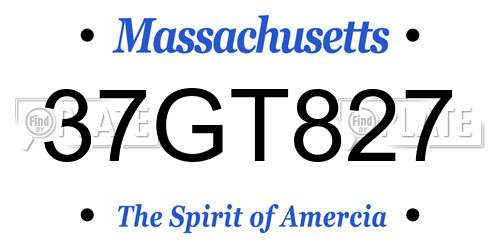 37GT827 Massachusetts License Plate