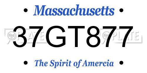37GT877 Massachusetts License Plate