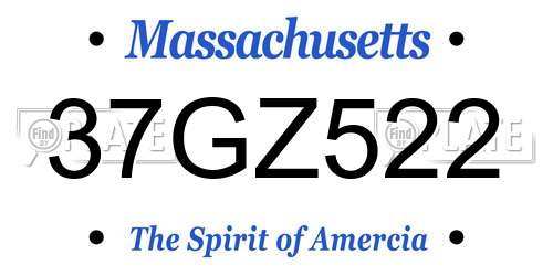 37GZ522 Massachusetts License Plate