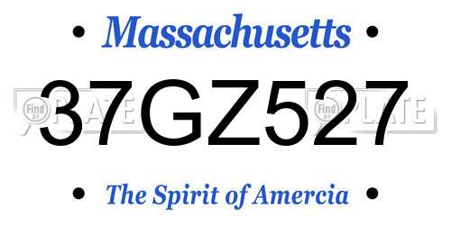 37GZ527 Massachusetts License Plate