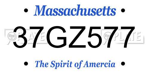 37GZ577 Massachusetts License Plate