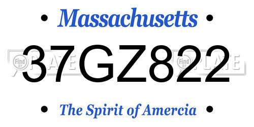 37GZ822 Massachusetts License Plate