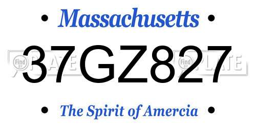 37GZ827 Massachusetts License Plate