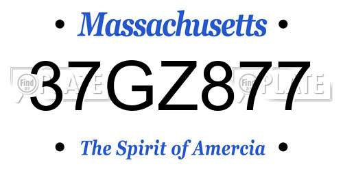 37GZ877 Massachusetts License Plate