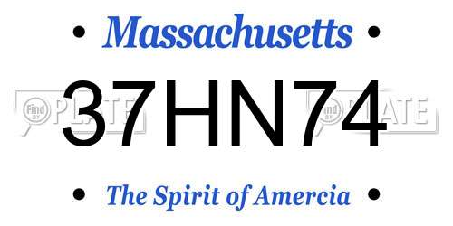 37HN74 Massachusetts License Plate