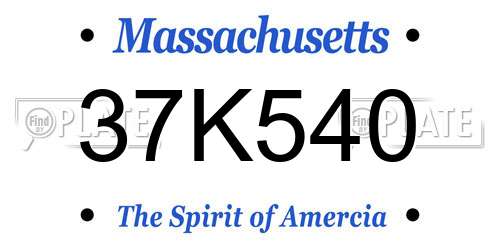37K540 Massachusetts License Plate