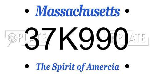 37K990 Massachusetts License Plate