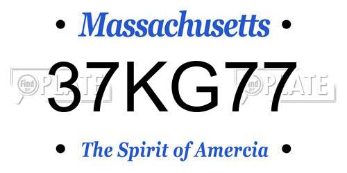 37KG77 Massachusetts License Plate