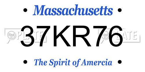 37KR76 Massachusetts License Plate