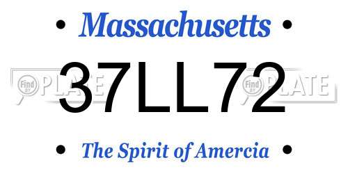 37LL72 Massachusetts License Plate