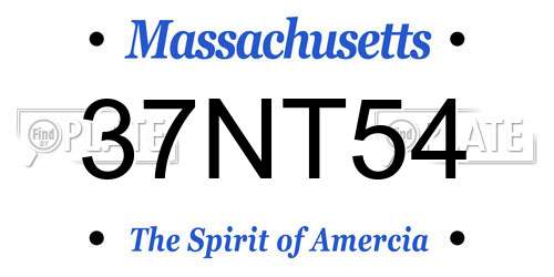 37NT54 Massachusetts License Plate