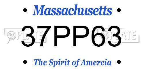 37PP63 Massachusetts License Plate