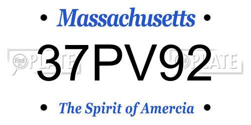 37PV92 Massachusetts License Plate