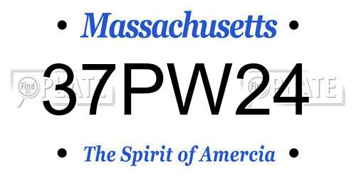 37PW24 Massachusetts License Plate