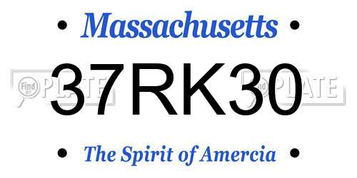 37RK30 Massachusetts License Plate