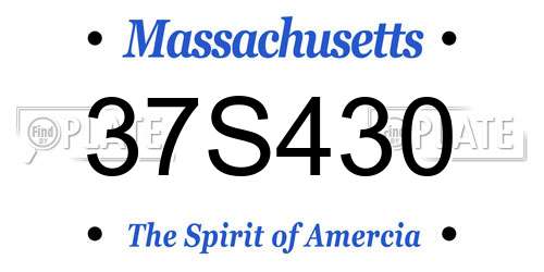 37S430 Massachusetts License Plate