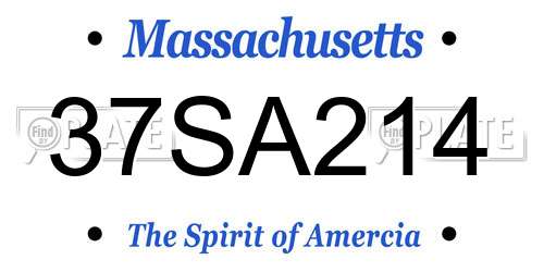 37SA214 Massachusetts License Plate