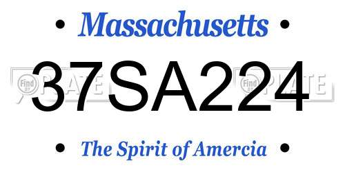 37SA224 Massachusetts License Plate