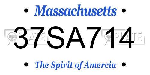 37SA714 Massachusetts License Plate