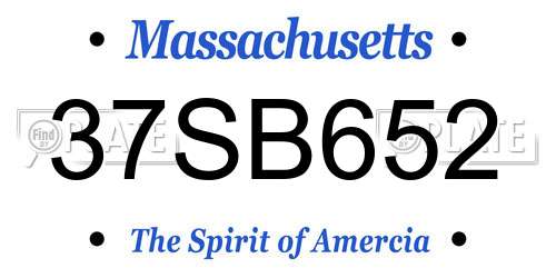 37SB652 Massachusetts License Plate