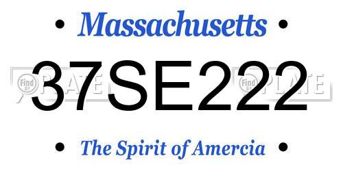 37SE222 Massachusetts License Plate