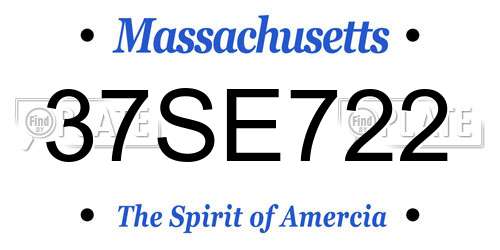 37SE722 Massachusetts License Plate