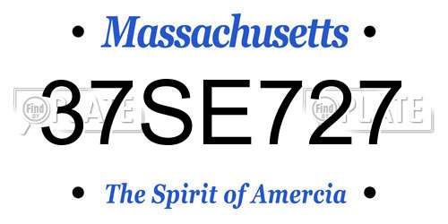 37SE727 Massachusetts License Plate