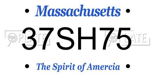 37SH75 Massachusetts License Plate
