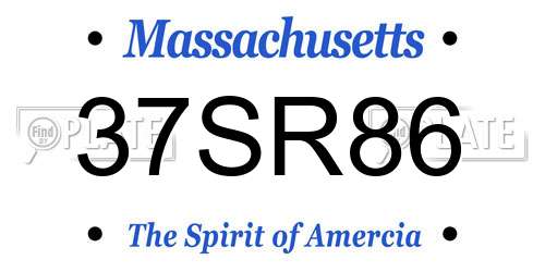 37SR86 Massachusetts License Plate