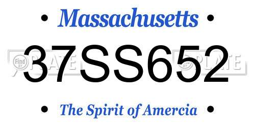 37SS652 Massachusetts License Plate