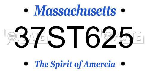 37ST625 Massachusetts License Plate