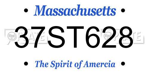 37ST628 Massachusetts License Plate
