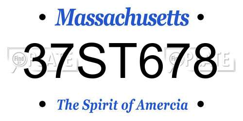 37ST678 Massachusetts License Plate