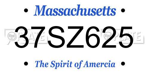 37SZ625 Massachusetts License Plate