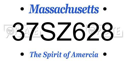 37SZ628 Massachusetts License Plate