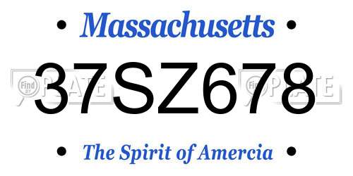 37SZ678 Massachusetts License Plate