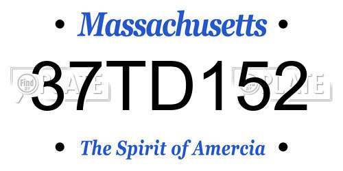 37TD152 Massachusetts License Plate