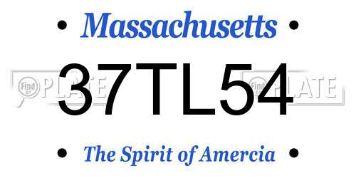 37TL54 Massachusetts License Plate