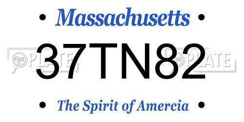 37TN82 Massachusetts License Plate