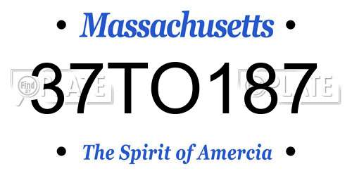 37TO187 Massachusetts License Plate